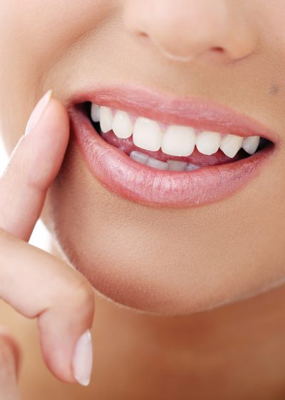 Closeup picture of a woman smiling